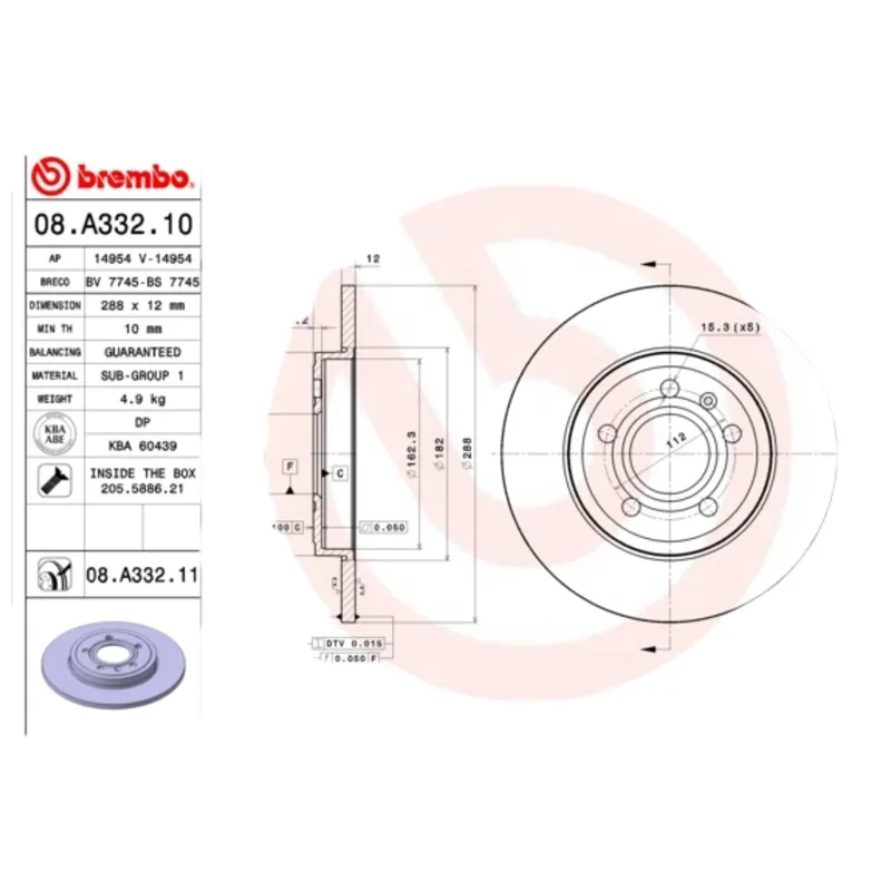BREMBO Brzdový kotúč 08A33211