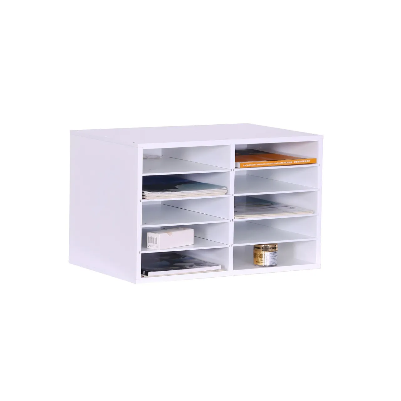 Bambusový zásobník na dokumenty s 10 priehradkami RD51508, biela