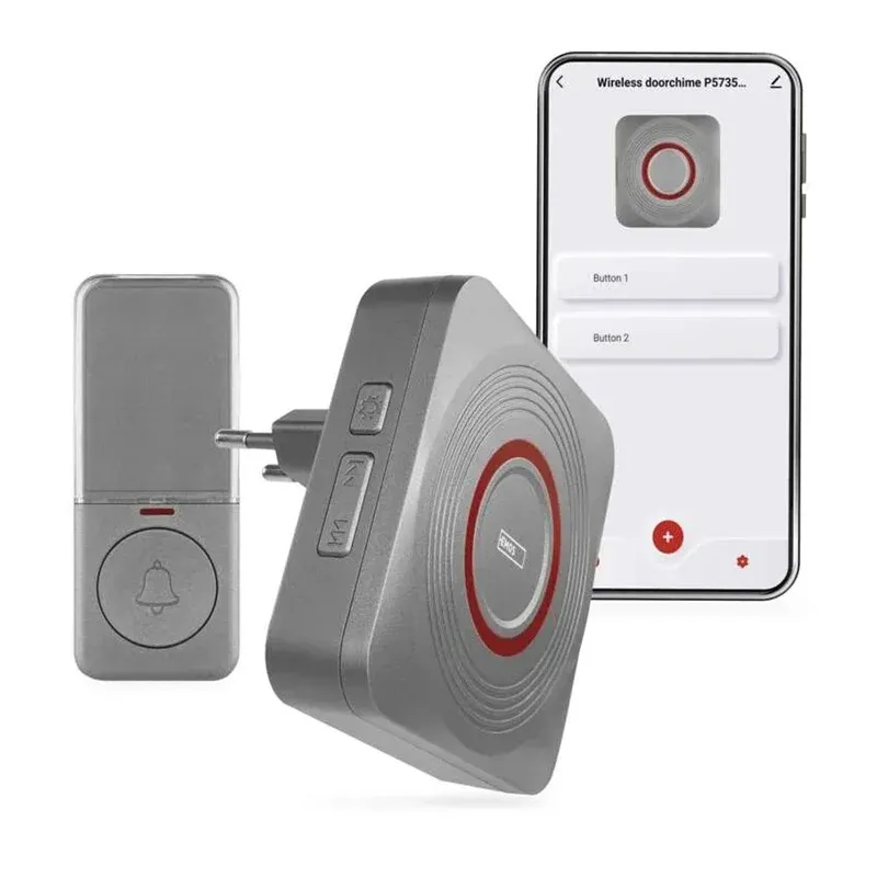 EMOS GoSmart Strieborný domový bezdrôtový zvonček do zásuvky s WiFi P5735SS