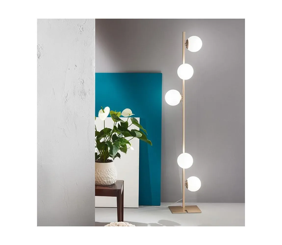 Ondaluce - Stojacia lampa MONILE 5xE14/10W/230V 170 cm zlatá/biela PT.MONILE/ORO