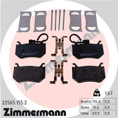 ZIMMERMANN Sada brzdových platničiek kotúčovej brzdy 22565.155.2