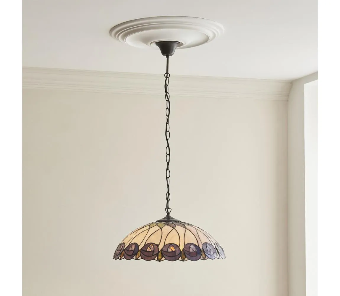 Endon 111985 - Luster na reťazi Tiffany HUTCHINSON 3x E27/10W/230V priemer 50 cm 111985