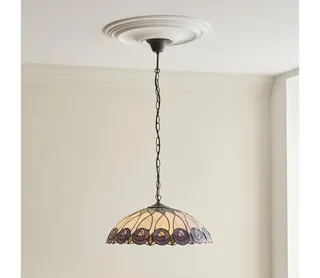 Endon 111985 - Luster na reťazi Tiffany HUTCHINSON 3x E27/10W/230V priemer 50 cm 111985