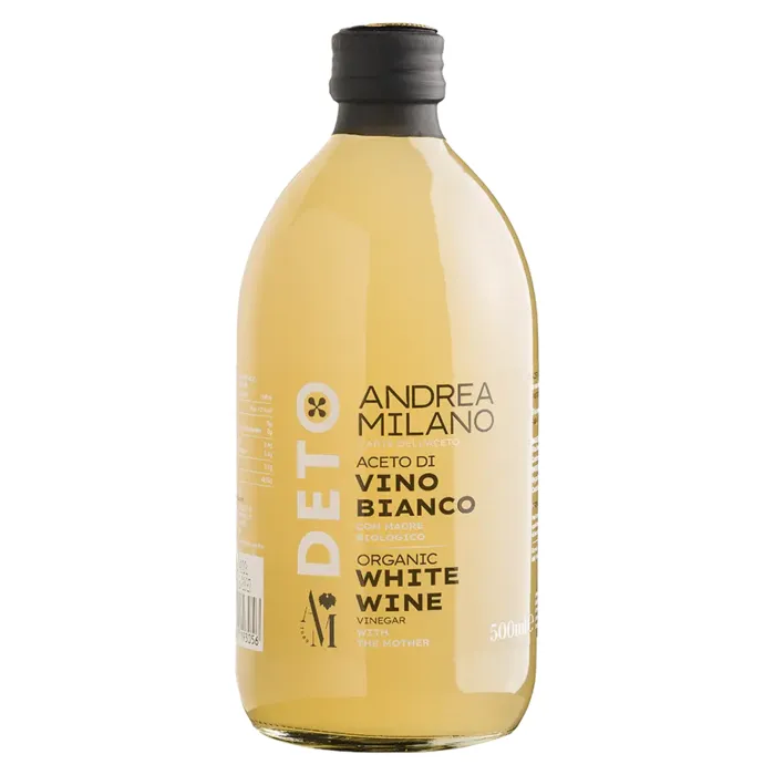 Vínny ocot biely nepasterizovaný a nefiltrovaný s octovou matkou BIO 500ml ANDREA MILANO