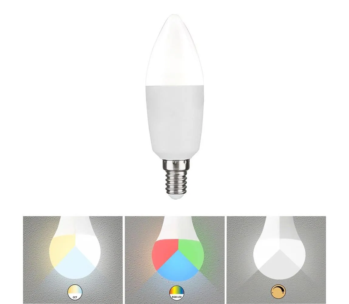 Rabalux 1980 - LED RGB Stmievateľná žiarovka C37 E14/5W/230V Wi-Fi 3000-6500K 1980